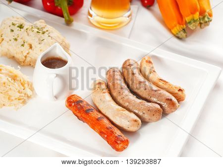 Selection Of All Main Type Of German Wurstel Saussages