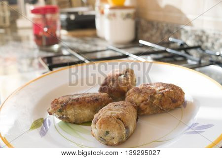 fried vegetarian potato croquettes made with potatoes and breadcrumbs