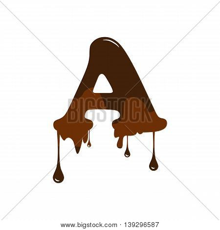 Melted chocolate alphabet over white background vector icon