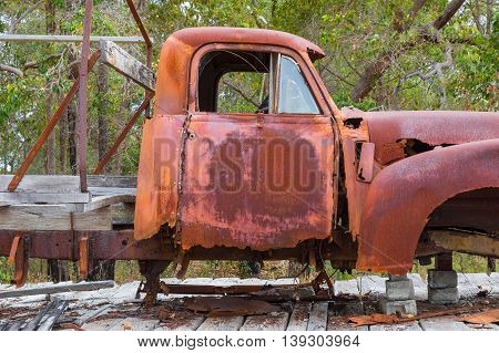 ROSA BROOK AUSTRALIA - APRIL 5 2016: A rusting truck known locally as a Ute parked at Rosa Brook in the Margaret River area of Western Australia.