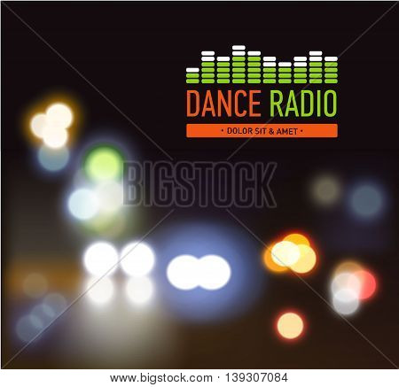 Realistic festival vector lights. Night road blurred background with bokeh lights. City landscape. Vector illustration.