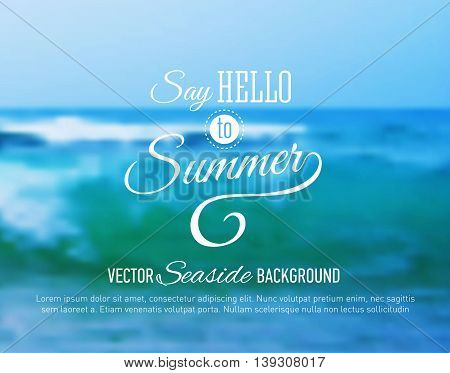 Summer background with sea sunset. Vector illustration.