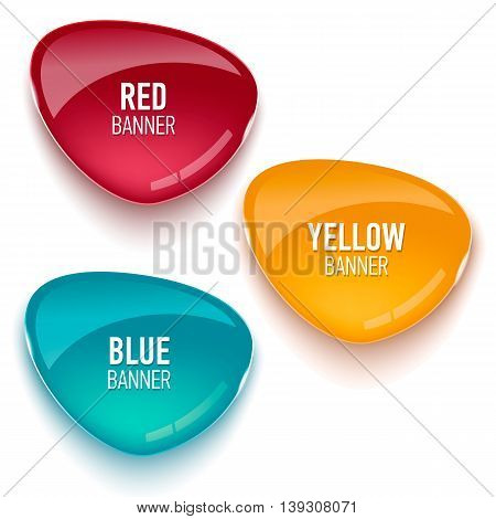 Set of glass banners for Web Design isolated on black background. Vector illustration.