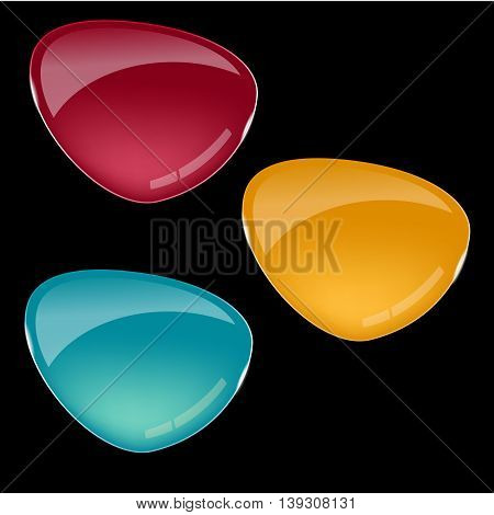 Set of glass banners for Web Design isolated on black background. Vector illustration.