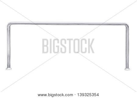 Stainless steel railing isolated on white degree tilt with clipping path.