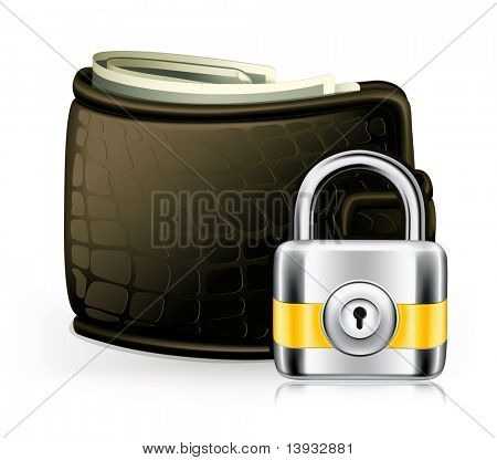 Lås och plånbok, vektor icon