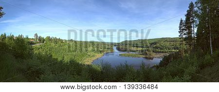 Panoramic Outlook On The River Naemforsen In Naesaaker In Sweden