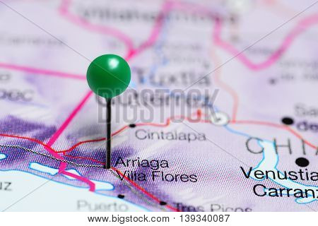 Arriaga Villa Flores pinned on a map of Mexico