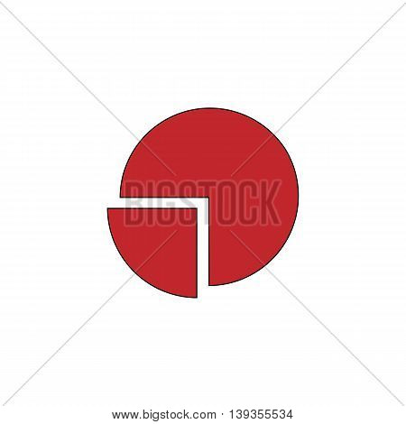 Pie chart. Red flat simple modern illustration icon with stroke. Collection concept vector pictogram for infographic project and logo