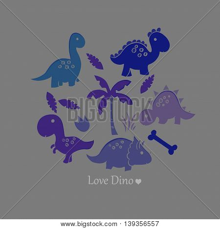 Adorable seamless card with funny dinosaurs in cartoon. Ideal for cards, invitations, party, banners, kindergarten, baby shower, preschool and children room decoration.