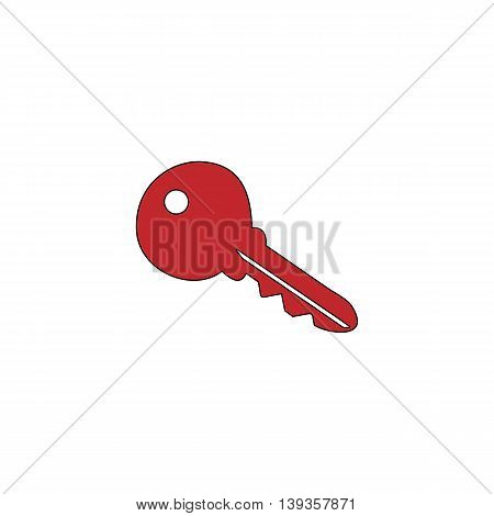 Key. Red flat simple modern illustration icon with stroke. Collection concept vector pictogram for infographic project and logo