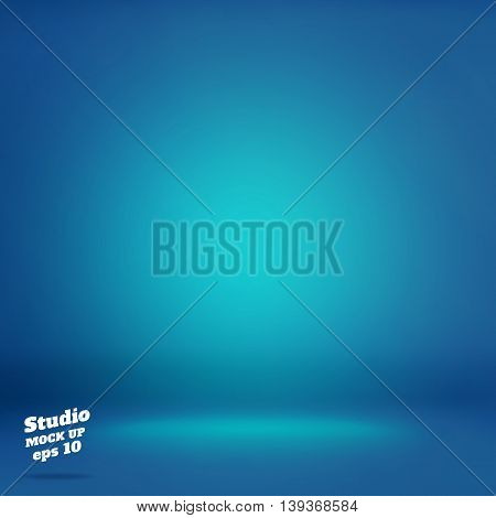 Vector,empty Vivid Lighting Blue Studio Room Background ,template Mock Up For Display Or Montage Of