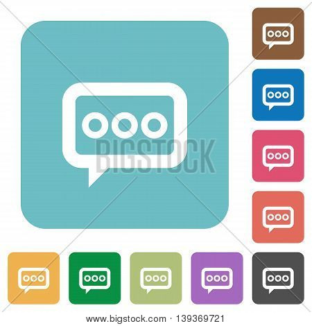 Flat working chat icons on rounded square color backgrounds.