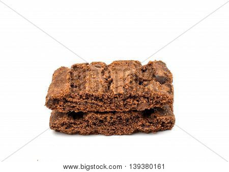 chocolate chips cocoa cookies isolated on white background