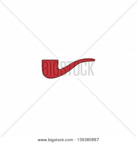 Tobacco pipes. Red flat simple modern illustration icon with stroke. Collection concept vector pictogram for infographic project and logo