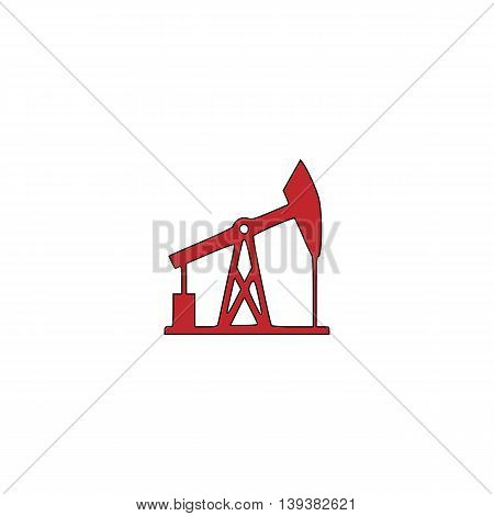 Oil derrick. Red flat simple modern illustration icon with stroke. Collection concept vector pictogram for infographic project and logo