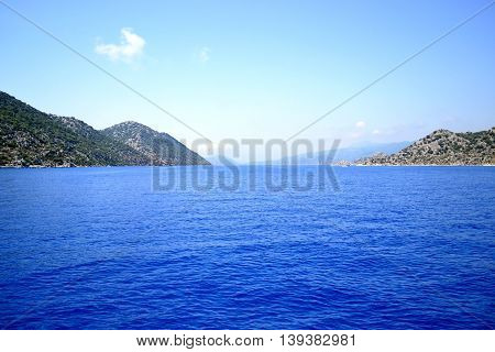 Walk on a yacht on the Mediterranean Sea in Turkey.