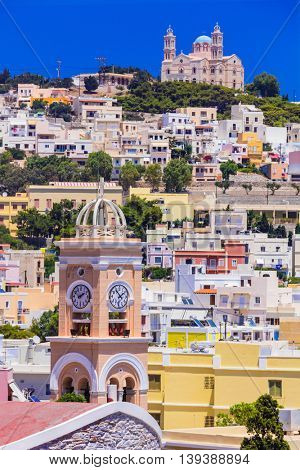 Colors of Greece series -  Syros island , view of Ano Syros village