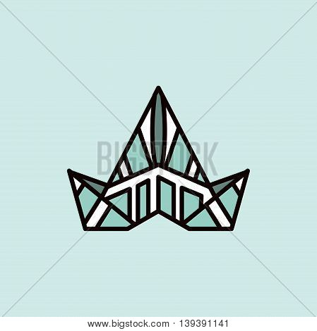 Redecoration tool icon. Paper hat on blue background.