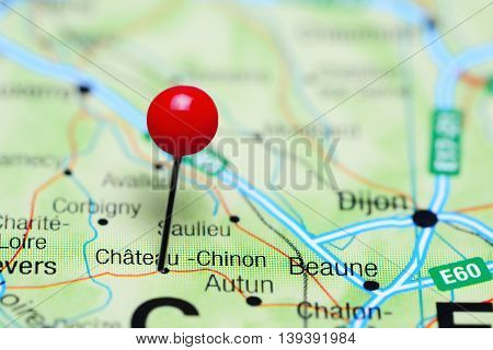 Chateau-Chinon pinned on a map of France