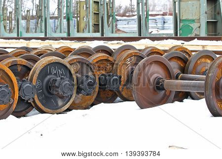 Railcar wheels on the axles of the wheelset as the element
