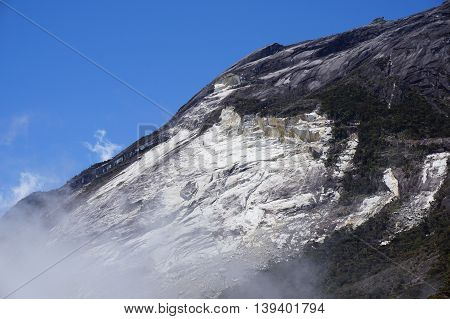 Ranau,Sabah-March 12,2016:Close up view of Mountain Kinabalu after earthquake.Climbing season officially start on Dec 1, 2015 after closure due to earthquake in June 2015.