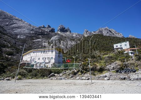 Ranau Sabah Malaysia-March 12, 2016:Laban Rata hostel built at 3,273 meter above sea level. The hostel is provided for climbers to rest before summiting the mount peak.