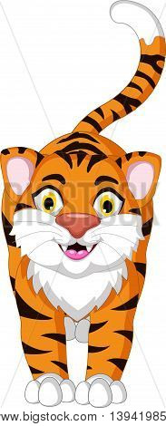 Cute tiger cartoon posing for you design