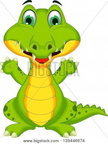 funny crocodile cartoon posing for you design