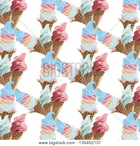 Vector Ice cream cones colorful pattern background in rose quartz and serenity blue colors