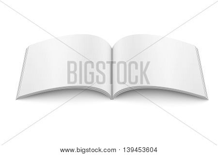 Blank open magazine template on white background. Wide format. Vector illustration. Ready for your design.