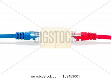 Cable extension for ethernet network wit pluged two cables.