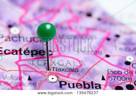 Tlaxcala pinned on a map of Mexico