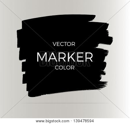 Vector dark strokes drawn with markers. Elements for design and background