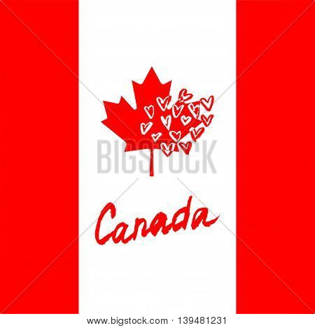 Canada lettering logo with element isolated. Hand drawn vector.