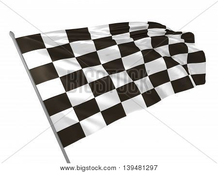 3d illustration of checkered flag waving in the wind