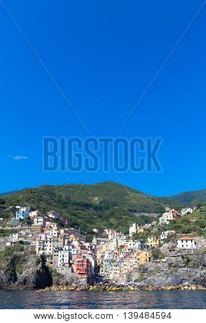 Riomaggiore In Cinque Terre, Italy - Summer 2016 - View From The Sea