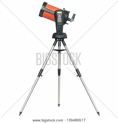 Telescope optical with console, front view. 3D graphic