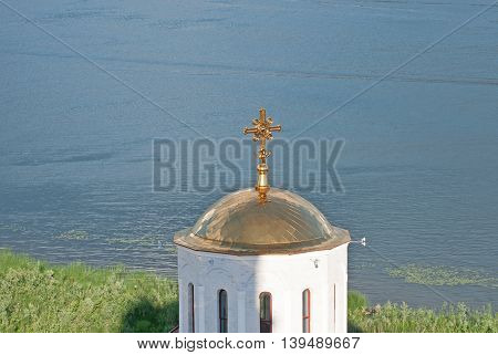 Beautiful View Svyato-Bogorodicky monastery and Volga river Russia