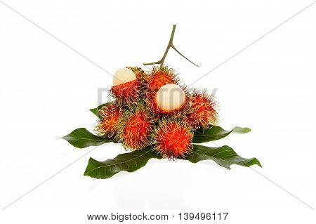 Fresh rambutan with rambutan stag , fruit has a sweet taste