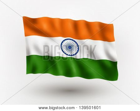 Illustration of waving flag of India isolated flag icon EPS 10 contains transparency.