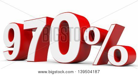 Discount 970 percent off on white background. 3D illustration.