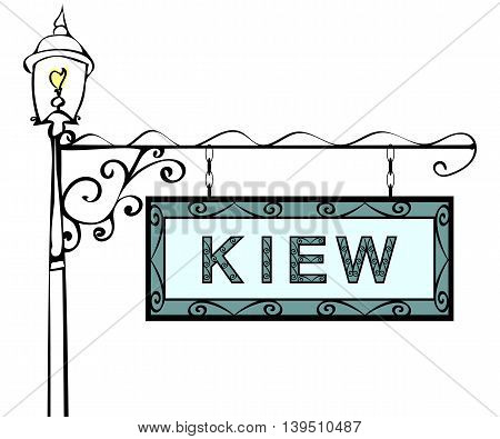 Kiev retro pointer lamppost. Kiev Capital Ukraine tourism travel.