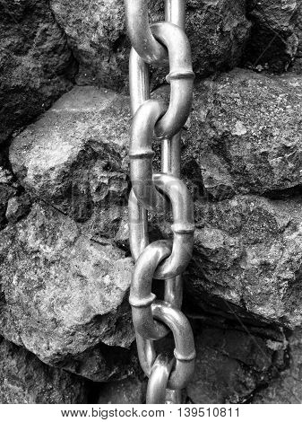 End Knot Of Steel Chain. Climbers Path Via Ferrata.
