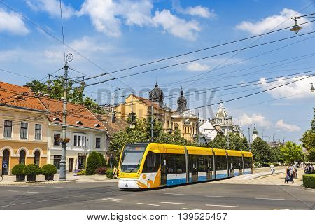 Modern Tramway On The Street Of Debrecen