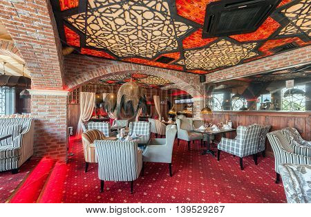 MOSCOW - AUGUST 2014: The Interior oriental restaurant 