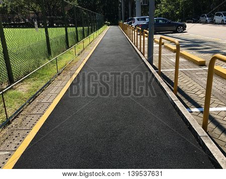 A view of a jogging track pathway