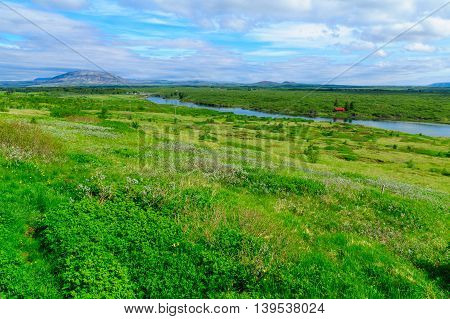 Landscape And The Olfusa River
