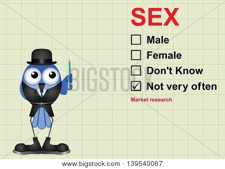 Sex market research questionnaire on graph paper background with copy space for own text