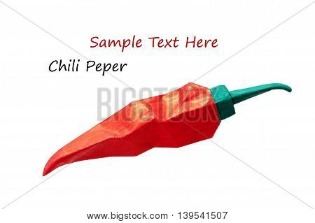 Origami paper red dry chili pepper hot on a white background